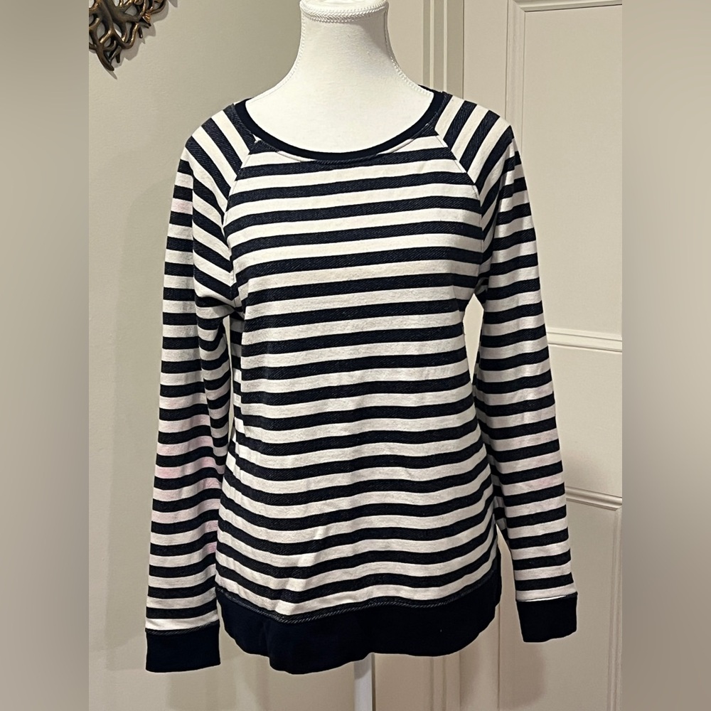 Striped navy blue and White Long Sleeve Top.